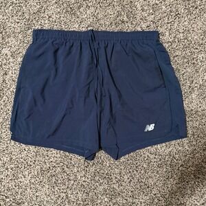 New Balance Mens Navy Blue Running Training Shorts XL 5 Inch Inseam Lined Mesh